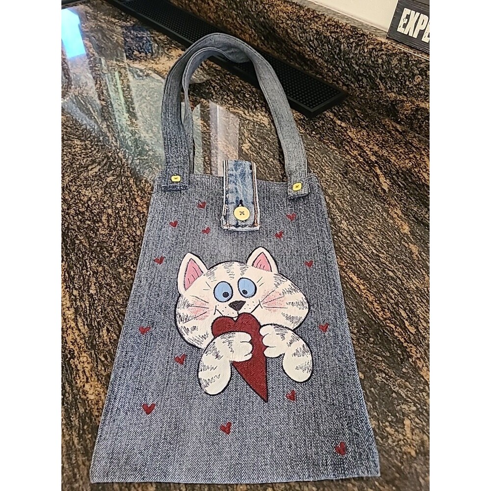 Vintage 1991 Pocket Pals  Cat  Craft Sewing Bag